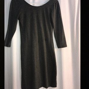 Green and Gray Striped Cotton Dress